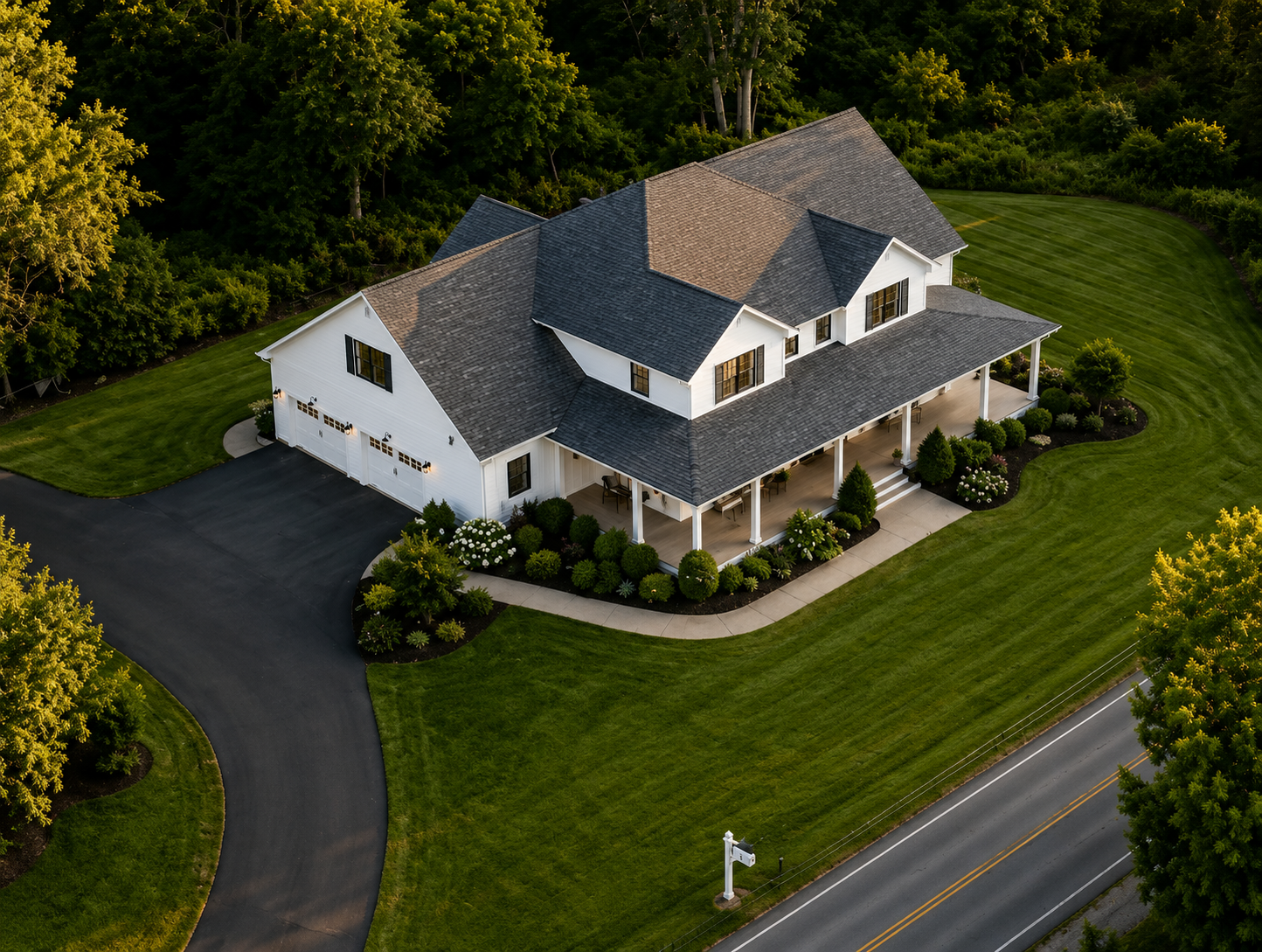 Aerial view of 2 Pickett Road estate and surrounding acreage